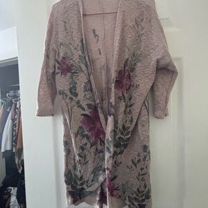 Floral Open-Front Cardigan Sweater